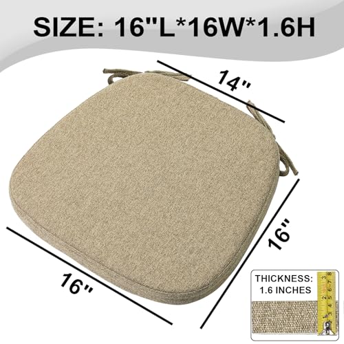 SINOSSO 1 Pack Memory Foam Chair Cushions for Dining Chair, Friendly Woven Fabric 16" U-Shape Comfortable Kitchen Chair Pad, Removable Slip Resistant Seat Cushion (1 Piece, Linen) - color: Light Brown