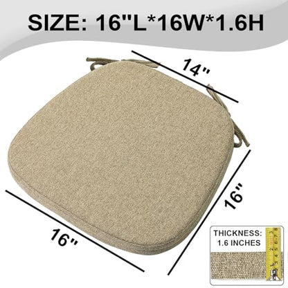 SINOSSO 1 Pack Memory Foam Chair Cushions for Dining Chair, Friendly Woven Fabric 16" U-Shape Comfortable Kitchen Chair Pad, Removable Slip Resistant Seat Cushion (1 Piece, Linen) - color: Light Brown