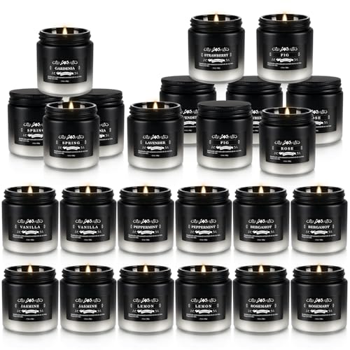 YOROXRG 24 Pack Scented Candles with Added Natural Essential Oils, 3.5oz, Suitable for Various Festivals, Parties, Yoga, and Home Scened - color: 24 Whtie&Black