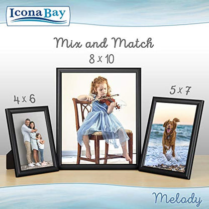 8x10 (20x25 cm) Picture Frames (Ink Black, 4 Pack), Contemporary Photo Frames, Melody Collection Picture Frame Set - color: Ink Black
