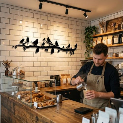 DEKADRON Metal Wall Decor, Birds on Branch, Metal Birds, Wall Art, Living Room Wall Art, Wall Hangings (24" W x 5" H / 60x13cm) - size: 24"L x 5"W
