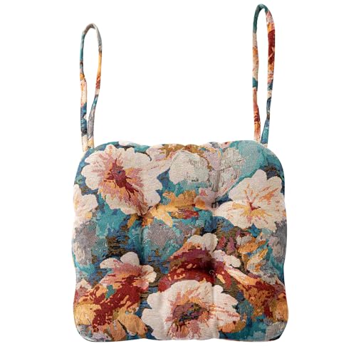 vctops Farmhouse Floral Print Chair Cushions with Ties U-Shaped Soft Comfortable Chair Pads Non Slip Seat Cushions for Indoor Dining Room and Kitchen Chairs (Flower E,16"x16") - color: Flower E, size: 16x16 Inch