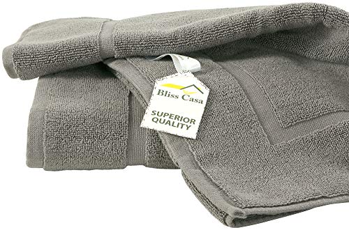 Bliss Casa Premium 100% Ring Spun Cotton Bath Mat, Bathroom Floor Towel Set - Pack of 2 Super Soft & Absorbent Luxury Hotel, Spa, Shower & Bath Tub Floor Mats Machine Washable 32"x20" (Grey)