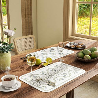 Vinyl Waterproof Placemats Set of 6 Rectangular,12"*17"-Mosella D | Wipeable Beautiful Print Place Mats,Stain Resistant,Heat Resistant,Everyday Meals,Kitchen,Dinning,Holiday,Decor - color: Mosella D