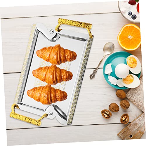 STOBAZA Metal Dessert Tray with Handle Decorative Fruit Serving Platter 12-inch Food Organizer for Parties Cafes and Restaurants for Desserts and Snacks