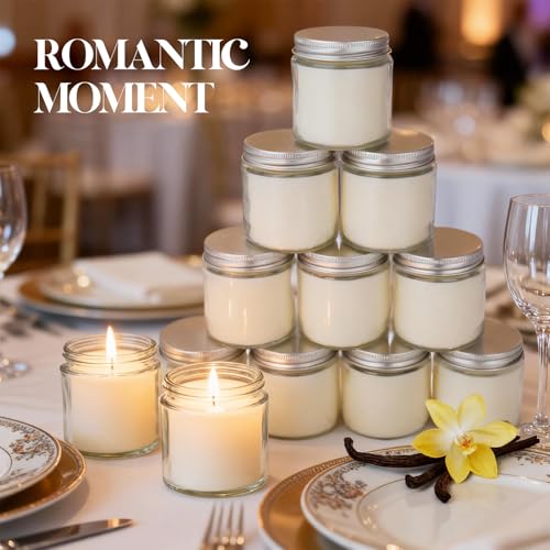 24 PCS 4oz White Soy Wax Candles, Classic Vanilla Scented Candle Gift Set | Warm & Cozy Bulk Favors for Weddings, Housewarming, Holiday Parties | Relaxing Home Fragrance. - color: Vanilla