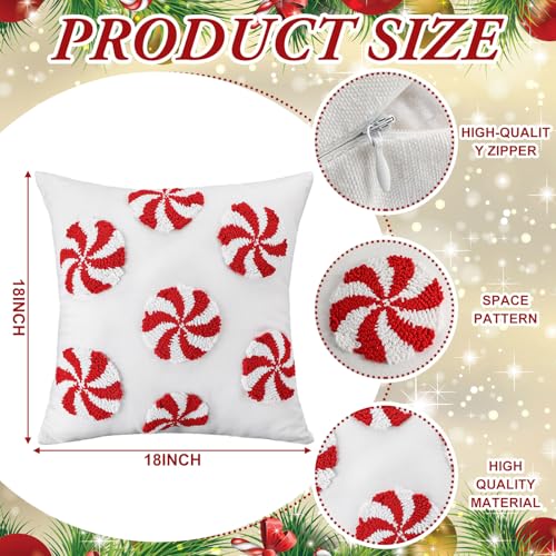 Fourluoo Christmas Trees Pillow Covers 18x18 Inch Double Sided Foil Plush White Red Green Soft Plush Faux Fur Christmas Throw Cushion Case for Sofa Living Room (4 Pcs, Candy Can, 18"×18") - style: Candy Can