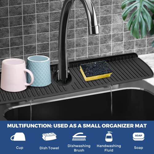 BFONS Silicone Faucet Handle Drip Catcher Tray, 24in x 5.55in, Black - size: Black(1Pack): 24"x5.55"