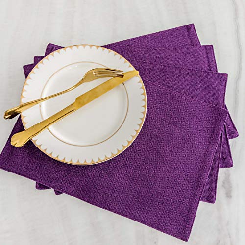 Home Brilliant Placemats Set of 6 Heat Resistant Dining Table Place Mats for Kitchen Table, 13 x 19 inches, Purple - color: Purple, size: Placemats 13" x 19", Set of 6