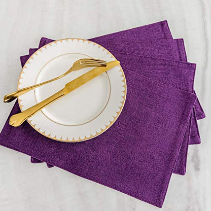Home Brilliant Cloth Placemats Set of 4 Heat Resistant Dining Table Place Mats for Kitchen Table, 13 x 19 inches, Purple - color: Purple, size: Placemats 13" x 19", Set of 4