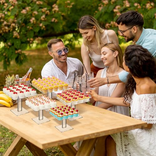 Ripeng 5 Tiered Dessert Table Display Set Buffet Riser Clear Acrylic Dessert Cupcake Stand Riser Bulk 5 Size Party Stand Food Treat Cookie Platter Pastry Serving Tray(8, 8.5, 9, 9.5, 10 Inch) - size: 8, 8.5, 9, 9.5, 10 Inch