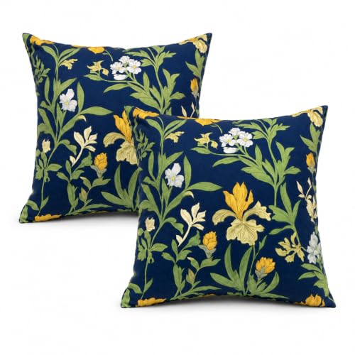Outdoor Throw Pillows 18×18 Inch | Pack of 2 Waterproof Decorative Throw Pillows with Inserts, Square Pillows for Bed, Couch, Sofa and Patio Furniture - color: Blue Gladiolus