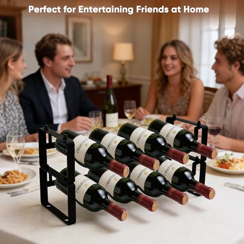 Wine Rack for Countertop – Stackable Freestanding Bottle Organizer for Kitchen, Pantry, Bar Cabinet & Small Spaces – Compact Metal Shelf & Modular Storage Stand (2 Tier) - size: 2-Tier