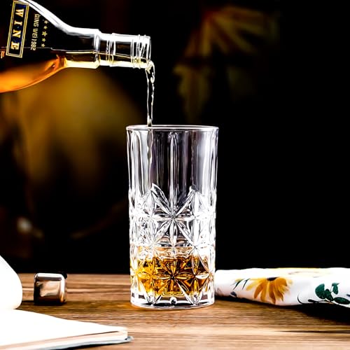 Highball Glasses - Water Glasses Set of 6-14 Ounce Collins Tall Beverage Cups Glassware for Drinks, Coctail, Water, Beer, Soda - style: Style E
