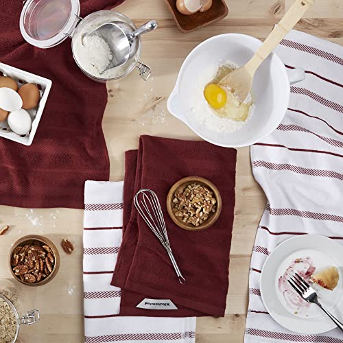 KitchenAid Albany Kitchen Towel 4-Pack Set, Smoked Paprika Red/White, 16"x26" - color: Smoked Paprika, size: 16"x26"
