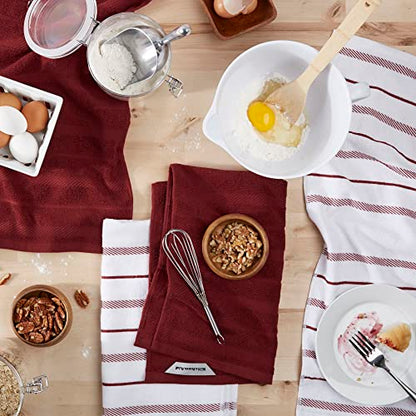 KitchenAid Albany Kitchen Towel 4-Pack Set, Smoked Paprika Red/White, 16"x26" - color: Smoked Paprika, size: 16"x26"