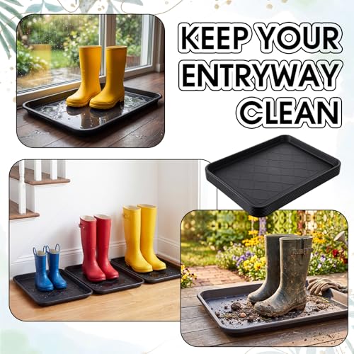 Novabright 6 Pcs Boot Tray with 24 Pcs Anti-Slip Pads Waterproof Boot Mat Wet Shoe Tray & Pet Food Mat, Multi-Purpose Garden Tool for Entryway Indoor Boots Shoes Pets (16.7x12.8 Inch) - size: 16.7x12.8 Inch