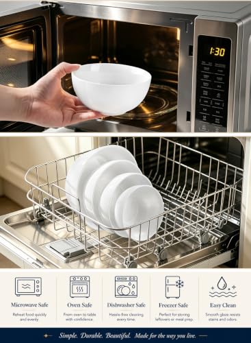 Small Bowls Set, White Ceramic Bowls of 6, 10 oz Porcelain Bowl for Kitchen Dessert Rice Side Dish Snack Soup Fruits Cereal Ice Cream, Microwave Dishwasher Freezer Oven Safe Easy Clean Stackable | Porcelain Bowls, Portion Control, for Soup Cereal Ice Crea