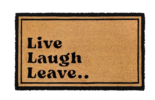 Croft&Cane Live Laugh Leave Coir Doormat - 17x30 Durable Non-Slip Door Mat | Natural Coco Coir Doormat - Low Profile Vinyl Backed Dirt Trapping Front Door Mat- Heavy-Duty Indoor Outdoor Mat Entryway Rug - color: Live Laugh Leave, size: 1'5" x 2'6" (Rectan