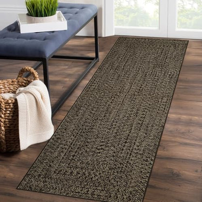 ROYHOME Hallway Runner Rug 2x8 Print Braided Washable Runner Rug for Entryway - color: Brown, size: 2' x 8' (Rectangular)