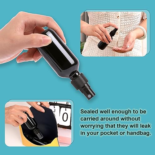 NOOEEISS Black Glass Small Spray Bottle 2 oz 24 Packs,Fine Mist Sprayer Small Clear Bottles,Refillable Containers mini spray bottles for Cleaning Solutions and Skin Care (Black 24pcs) - color: Black, size: 24Pack