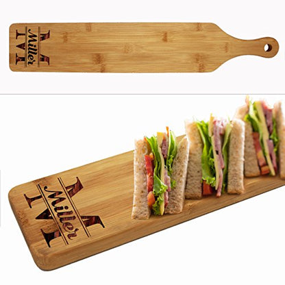 The Wedding Party Store Custom Engraved Cheese and Crackers Serving Board - Personalized Bamboo Wood Appetizer, Meat, Bread Platter