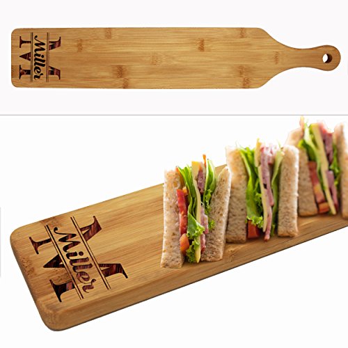The Wedding Party Store Custom Engraved Cheese and Crackers Serving Board - Personalized Bamboo Wood Appetizer, Meat, Bread Platter