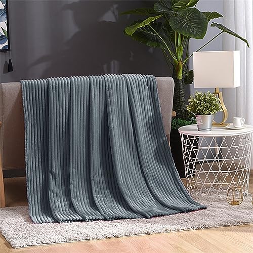Cozy Super Soft Throw Blankets for Bed, 80x60 Inch Queen Size Solid 3D Ribbed Decorative Fluffy Blanket for Living Room Sofa, Warm Lightweight Fuzzy Plush Flannel Blanket for All Seasons - color: Dark Gray