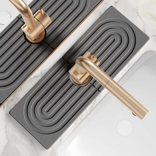 Faucet Mat for Kitchen Sink - Wider Diatomite Fast Drying Stone Sink Tray, Super Absorbent, Prevents Moisture Buildup - Faucet Splash Guard for Bathroom Counter (Dark Grey, 15x5.3inch) - color: Dark Gray, size: 15" x 5.3"