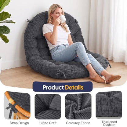 Papasan Chair Cushion Dark Gray - color: Grey, size: 65x48 Inch