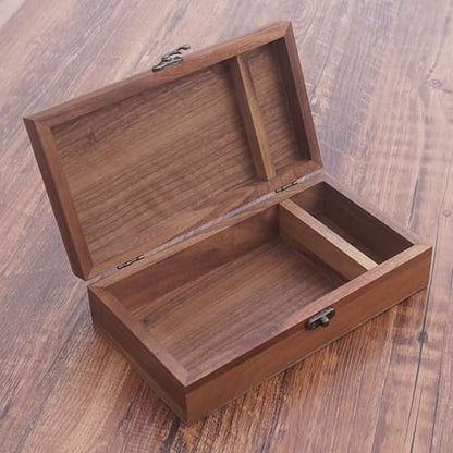 Walnut Handmade Walnut Partition Wooden Box for Keepsakes, Photos, Jewelry Ring Wedding Gift Box - color: Walnut-HTMDFH