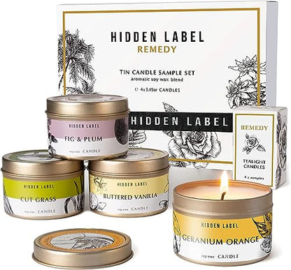 Hidden Label Fall Candles Set, 4 Pack Candle for Home Scented Aromatherapy Candle Gift Set for Women | Stress Relief | Meditation | Yoga | SPA | Bath, Autumn Candle Set