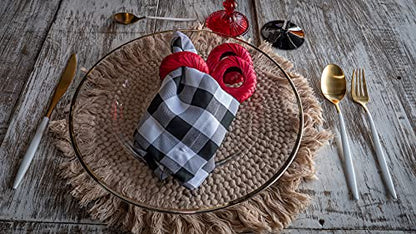Napkin Rings Rustic Hand Woven Set of Colorful Ring Holder Coastal Tropical Beachy Napping Rings for Thanksgiving Xmas Wedding Everyday Dinning Table Parties (6X, Red) - color: Red