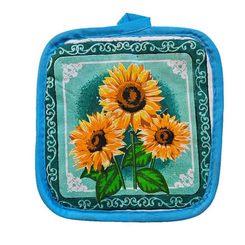 PXIYOU Oven Mitts and Pot Holders 6pcs Set, Sunflower 2 Dish Towels 2 Farmhouse Cooking Mittens Oven Glove 2 Potholder Heat Resistant BBQ Gloves for Kitchen Baking Cooking Grilling Microwave