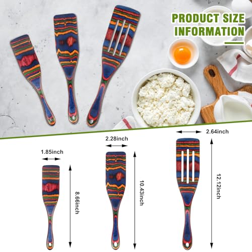 Spurtle Set, Wooden Utensils for Cooking, Kitchen Utensils Set, Pakkawood Kitchen Cooking Utensils Set, Apartment Essentials Wood Serving Spatula spoon, Home & kitchen Gift for Women & Men
