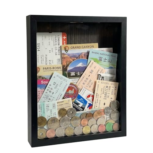 Ticket Shadow Box 8×10 Top Loading Display Case Frame with Top Slot on Top, for Wedding Photos,Baby Keepsakes,Sporting Events Ticket Stubs Beer Caps Movie Trave and Memory Keepsakes Box - color: Black, size: 8×10