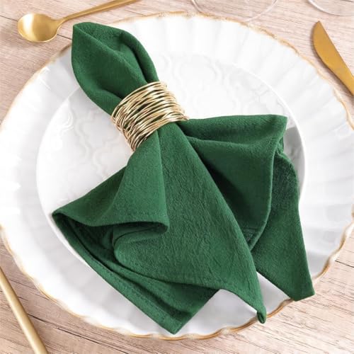 Emerald Cotton Linen Green Cloth Napkins Boho Rustic Dinner Napkins Cloth | 16"×16",Set of 6 Cloth Napkins Bulk,Washable Dinner Napkins for Wedding Party Baby Bridal Shower Birthday Table Decor - color: Emerald, size: 16" x 16" (Set of 6)