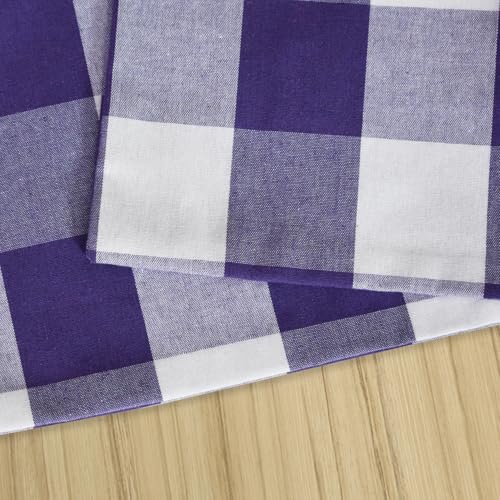 Purple & White 2 Side Cotton Buffalo Check Placemats Set of 4 Heat Resistant Dining Table Place Mats for Kitchen Table 12 x 18 inches - color: Plaids Purple & White, size: Rectangular Placemats 12" x 18"