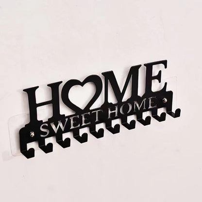 Key Holder Hooks Organizer, Hanger Rack Wall Mounted Wall Metal Decor | Wall Holder Hooks Organizer for Entryway Front Door Kitchen Hallway Garage Mudroom 9.8inches/25cm