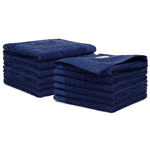 100% Cotton Washcloths Set 13” x 13” | Dark Grey Towels | Set of 12 Ultra Soft and Highly Absorbent Washcloths Sets for Bathroom, Gym, Hotel, Spa | Machine Washable Face Towel - color: Navy Blue, size: 12 Pcs 13" x 13"