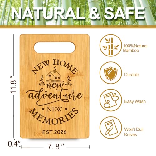 2026 Housewarming Gifts for Women New House Homeowners Neighbors, New Home New Adventure New Memories Cutting Board for Kitchen Decor, First Homes NewHome Essential Items for Gift Baskets
