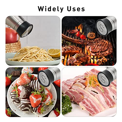 Salt and Pepper Shakers Set | Stainless Steel with Glass Bottle for Table, RV, Camp, BBQ, Set of 2, Sliver - color: Sliver