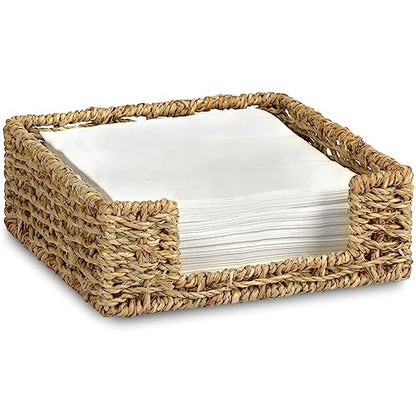 Napkin Holder Wicker Woven Basket Kitchen Decor for Table Dinner Paper Tray | 1 Pack, Home Decor, Square, Seagrass, Handwoven, Napkin Holders For Paper Napkins - size: L7.9" X W7.9" X H2.8"