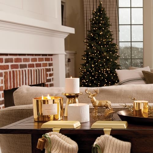 Thymes Frasier Fir Candle - Gilded Collection - Wood Grain Ceramic Design with 24-Karate Gold Rim - Mountain Fresh Fragrance - Elegant Winter Candle Scents - Gifts for Women & Men (Medium, 11 oz) - size: 11 oz