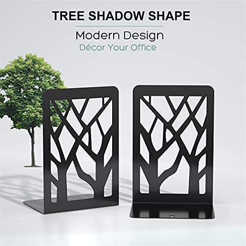 MaxGear Book Ends Tree Design Bookends for Shelves 7 x 4.7 x 3.5” 8 Pair | Metal Constructio,Heavy Duty,Non-Skid Pads,Scratch Resistant,Stable Support,Space Saving,16 Pieces,Bookcase Desktop Use - size: 8 Pairs