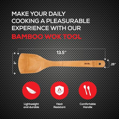 Helen’s Asian Kitchen Natural Bamboo Stir Fry Spatula and Wok Tool, 13.5-Inch - size: 13-Inch, Solid Wok Tool