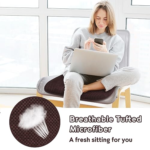 Kitchen Chair Cushions for Dining Chairs Thin Non Slip Office Seat Pads | Brown 17x15 U Shaped Washable Soft Thick Memory Foam Large Metal Wooden Outdoor Patio Chair Cushions - color: New Brown