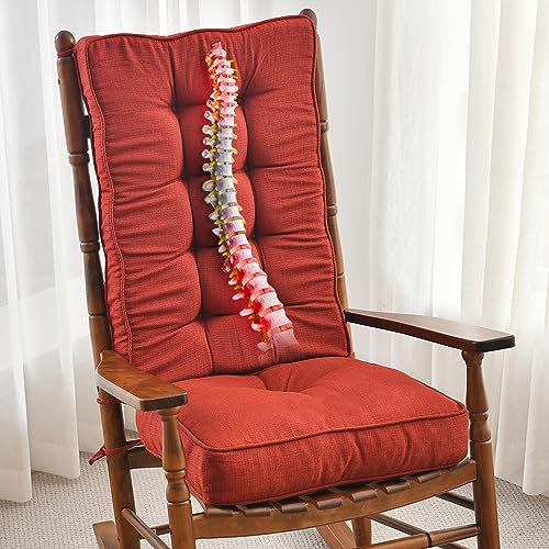 SUNROX Memory Foam Jumbo Rocking Chair Cushions, FadeShield Water Resistant Non Slip Durable Tufted Pads, Set of Seat & Back Cushion with Ties for Indoor/Outdoor Rocker, 2 Piece, Burgundy - color: Burgundy