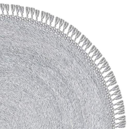 SAFAVIEH Sahara Collection Area Rug - 3' Round, Silver, Handmade Boho Tassel, Ideal for High Traffic Areas in Living Room, Bedroom (SAH490G) - color: Silver, size: 3' (Round)