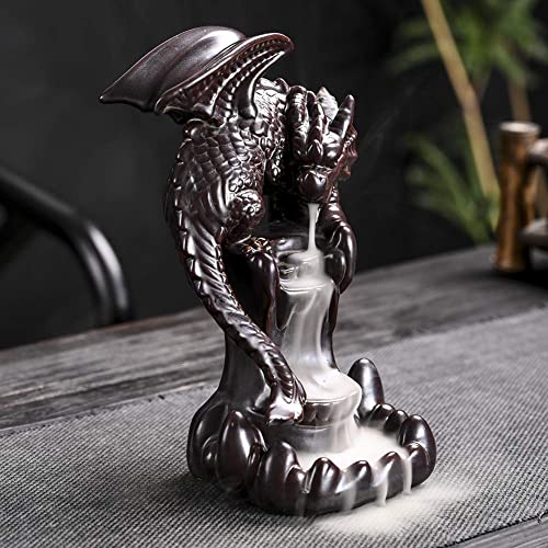 Dragon Backflow Incense Burner, Waterfall Incense Holder Ornamen Statue Fountain Home Decor